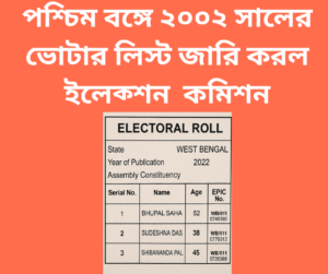 ২০০২ সালের ভোটার তালিকা প্রকাশ করল পশ্চিমবঙ্গ নির্বাচন কমিশন.