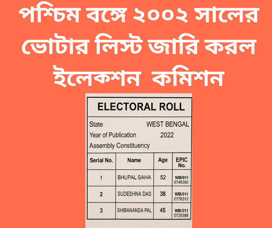 ২০০২ সালের ভোটার তালিকা প্রকাশ করল পশ্চিমবঙ্গ নির্বাচন কমিশন.